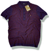 View Item Farah Vintage Grid Knitted Polo Purple Red